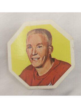 1963 York Peanut Butter Alex Faulkner Octagonal Hockey Card No 49 Red Wings